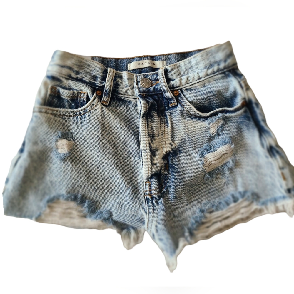 PACSUN |VINTAGE HIGH RISE DISTRESSED CUTOFF SHORTS | SIZE 22 - Picture 2 of 16